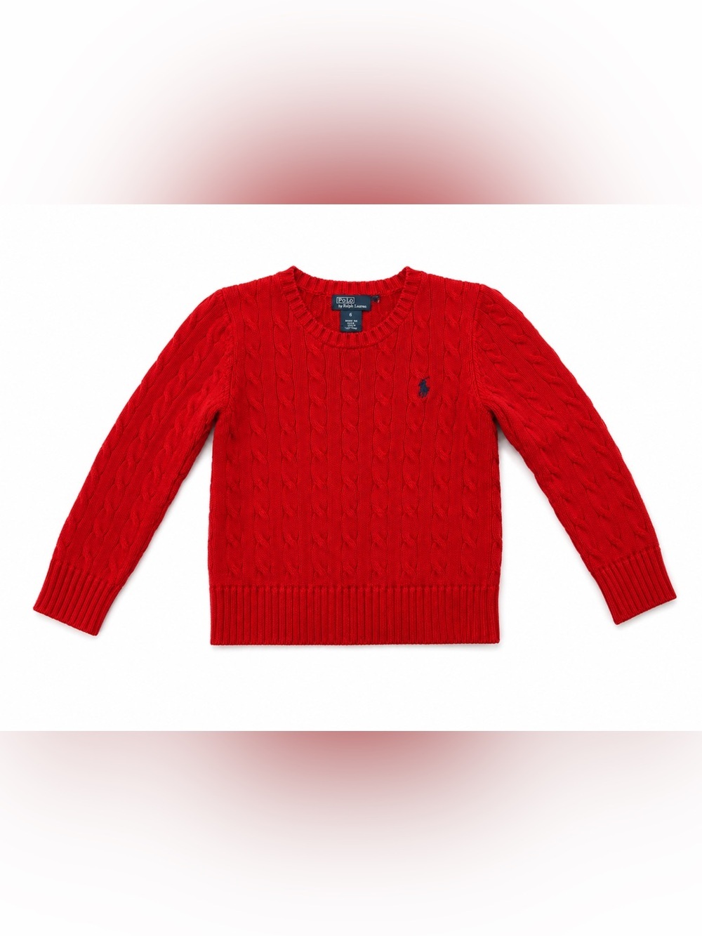Ralph Lauren Red Cable-Knit Crewneck Sweater
